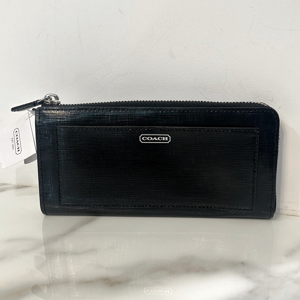 Coach Saffiano Three Quarter Zip Wallet NWT